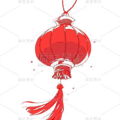 中国风红色灯笼贴纸