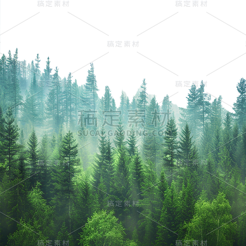风光系列绿色合成云雾山林通用元素素材