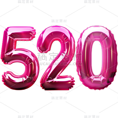 520通用情人节艺术字充气质感3D元素素材