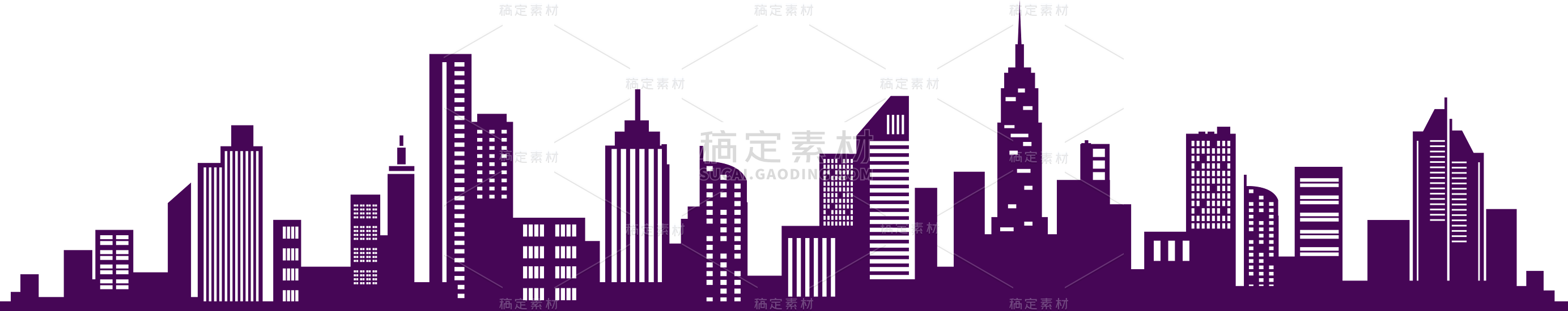 建筑系列紫色城市建筑线稿元素（td）