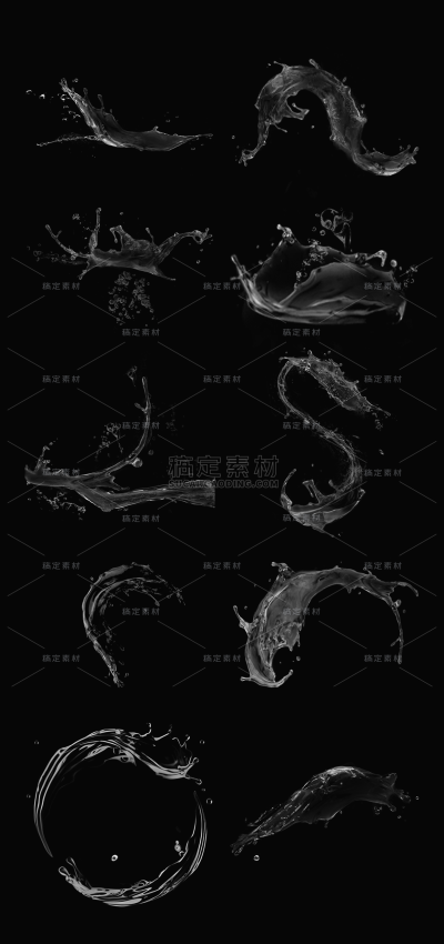 2309SC-素材组合-透明免抠水花元素