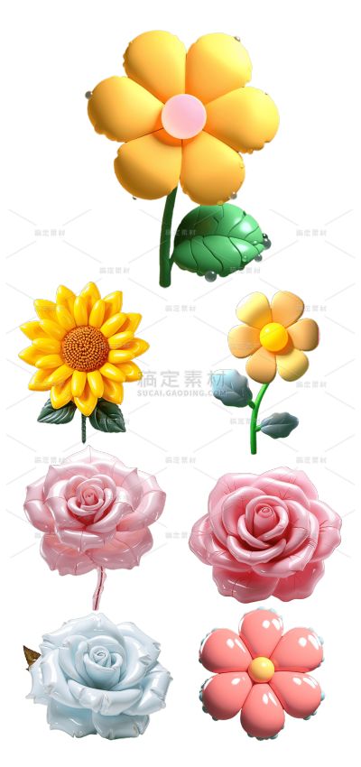 2309SC-素材组合-3D彩色小花贴纸