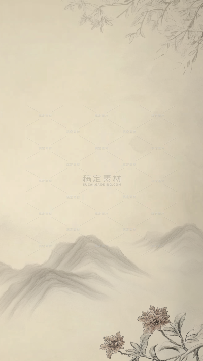 古风山水花中式背景系列