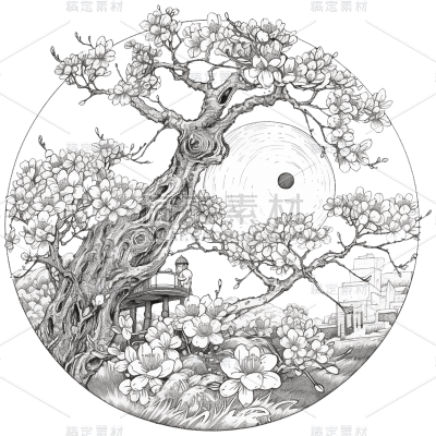 梅花花朵线稿