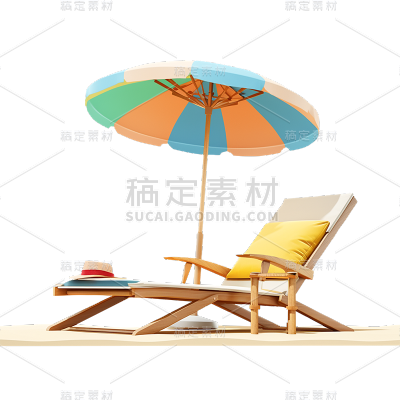 夏天夏日卡通感通用沙滩海滩伞折叠椅岛屿