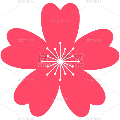 矢量扁平粉色樱花图标