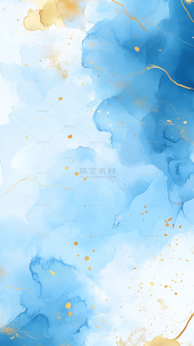 背景系列肌理感蓝色鎏金蓝色水彩晕染背景