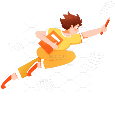 高考青春感人物书本铅笔试卷插画元素