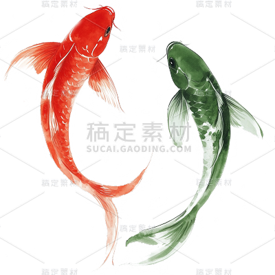 动物系列水墨风无描边锦鲤