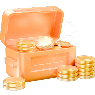 促销系列3D金币宝箱元素