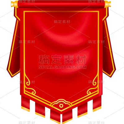 装饰通用插画红色中式旗帜锦旗元素素材