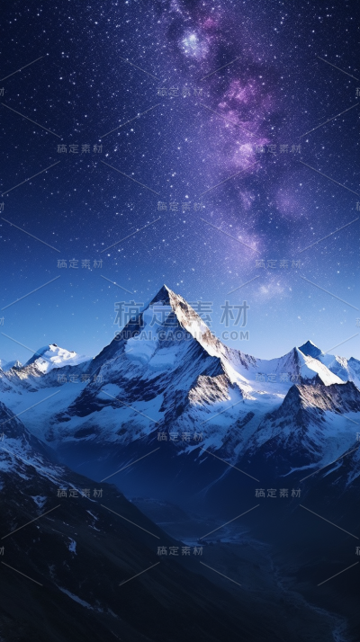 夜空山峰自然风景