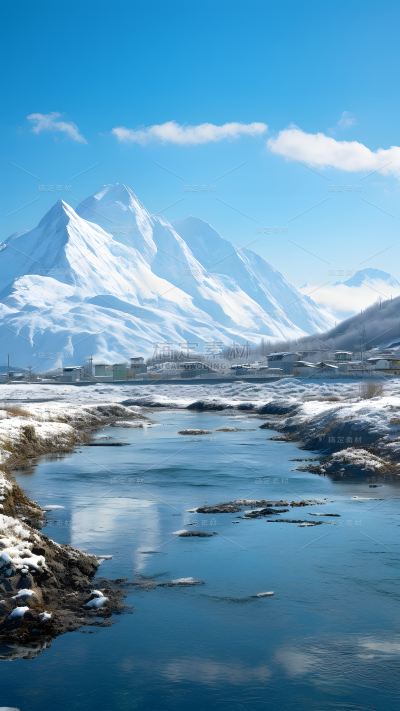 冬天冬季冬日山川雪山风景场景背景