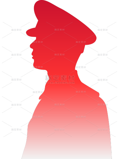 八一建军节通用剪影风红色半身人物贴纸元素素材