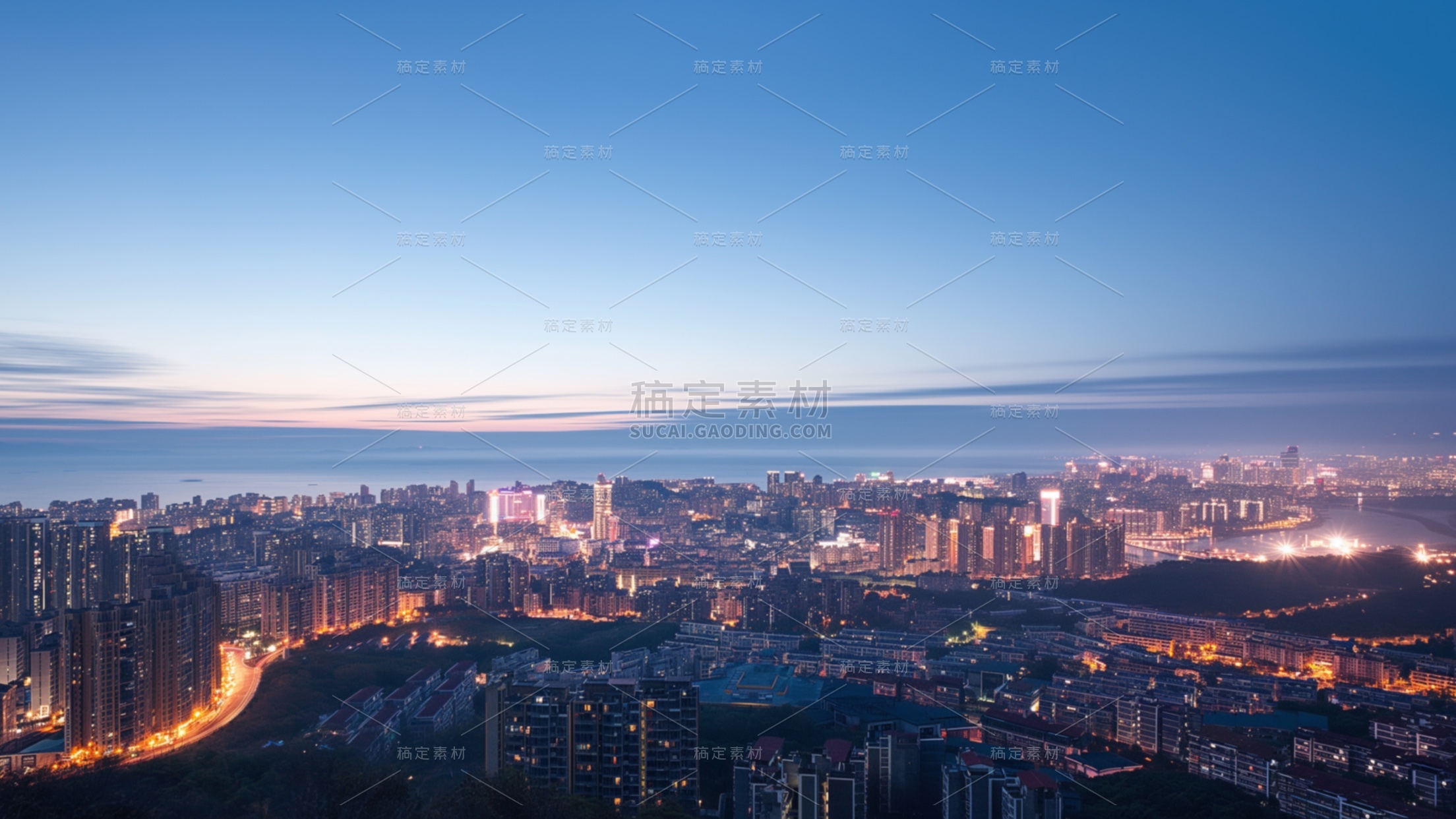 建筑系列通用城市高空视角夜景图片背景素材
