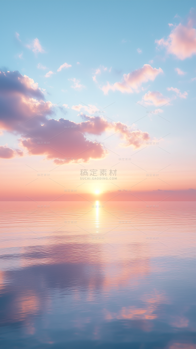 风光系列实景感海面柔和日出背景