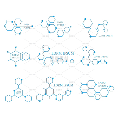 图标系列蓝色简约风生物分子组合元素（td）