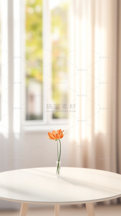 家居系列-通用-写实窗边圆桌背景图片