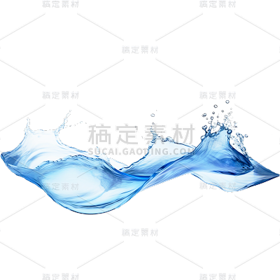 特效通用蓝色波浪形水花水元素素材