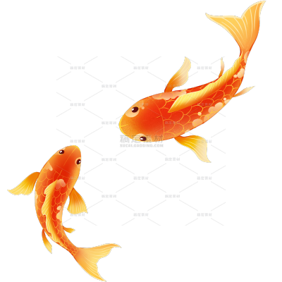 夏季节气国风锦鲤插画元素