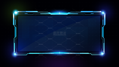 科技风系列蓝色机械感渐变激光高光边框元素（td）