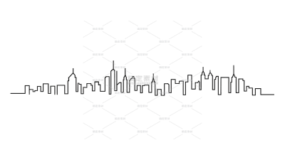 建筑系列插画风城市建筑描边（td）