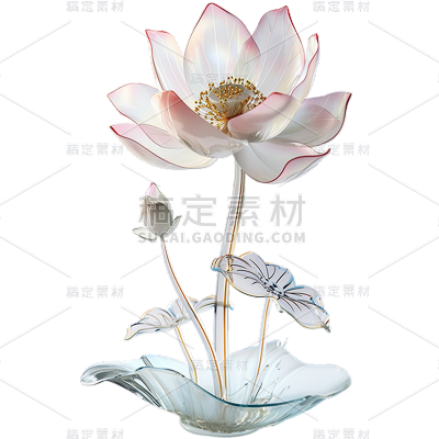 夏日通用水晶清透荷花水植物元素