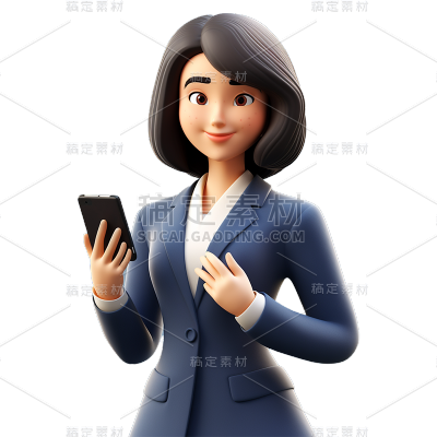 通用软3D立体银行保险销售公司白领金融人物贴纸