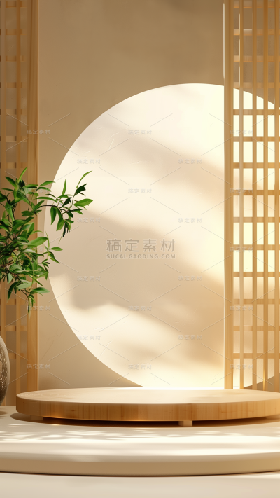 中国风通用新中式展台实景光影展示背景图片素材
