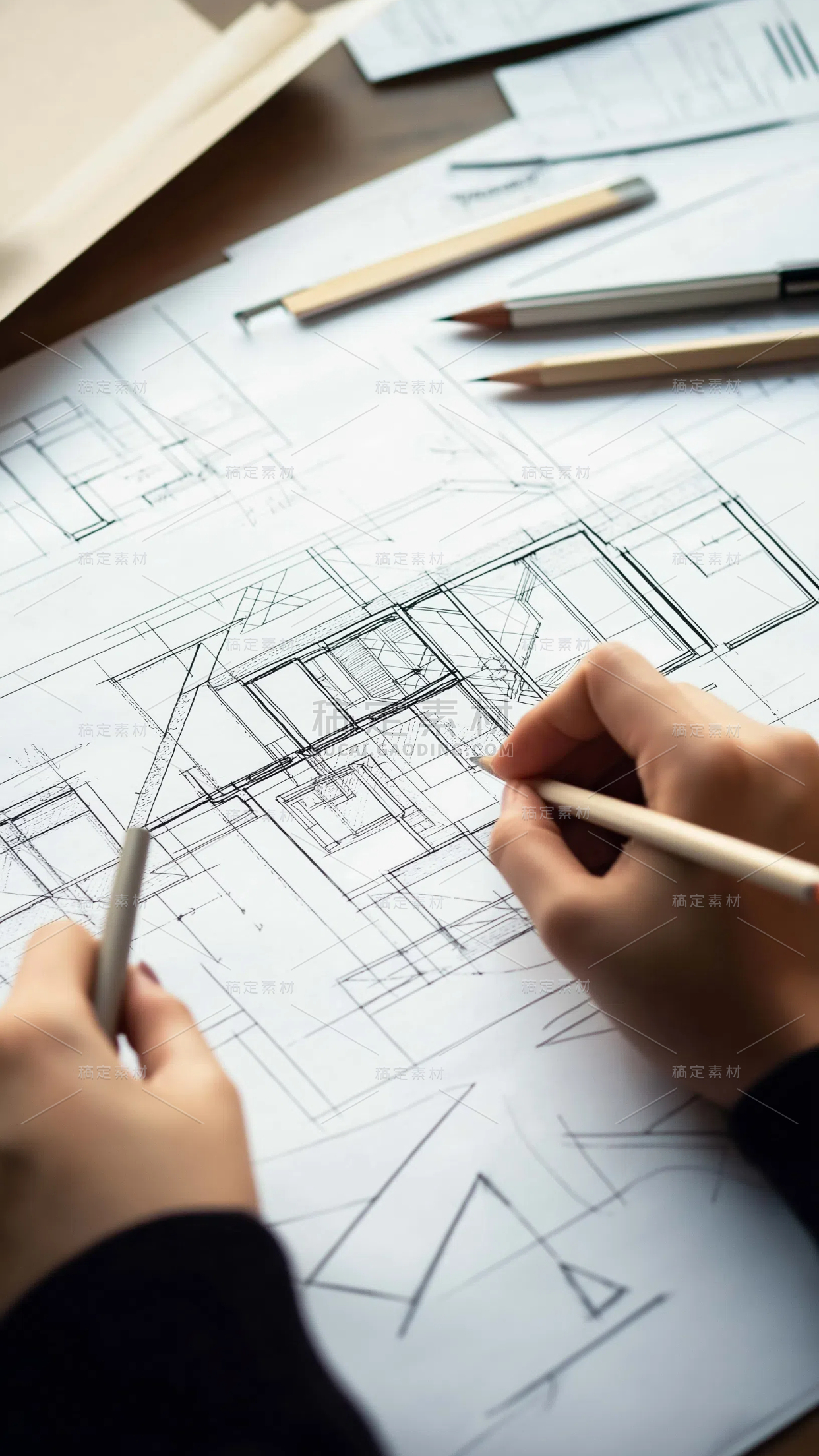 建筑系列通用建筑师工作特写图片