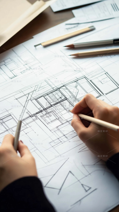 建筑系列通用建筑师工作特写图片