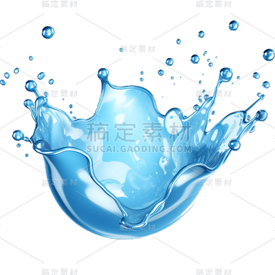 蓝色水花元素