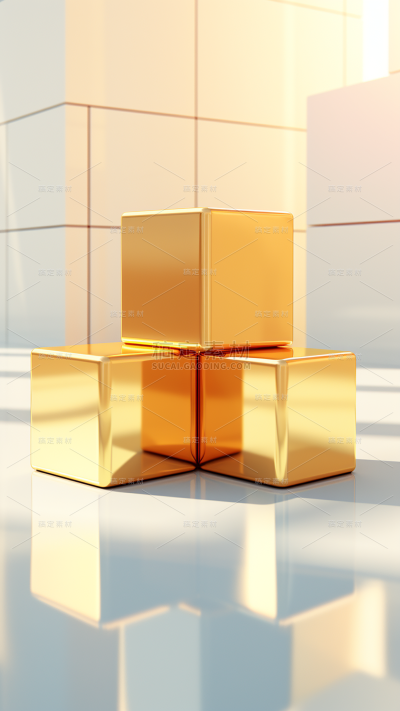 3D立体三维空间金色背景