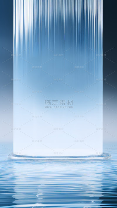 通用电商简约透明玻璃感水面展台场景背景