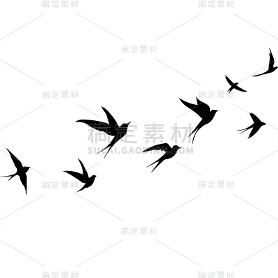 通用插画鸽子燕子动物单色剪影贴纸元素素材