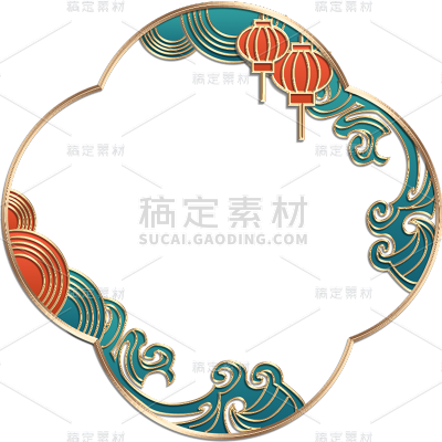 中国风通用中式边框金属边框纹样元素素材