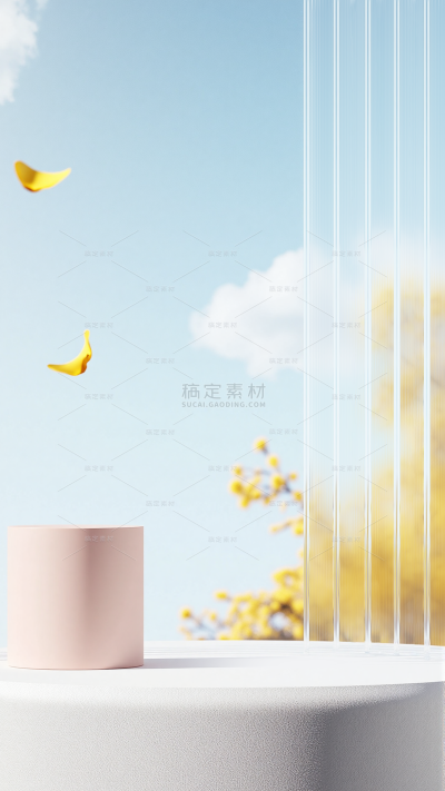 背景系列清新感天空玻璃展台背景