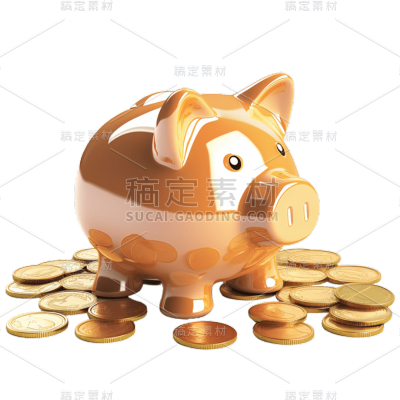 3D小猪存钱罐贴纸