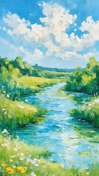 背景系列油画感清新春日夏日感背景