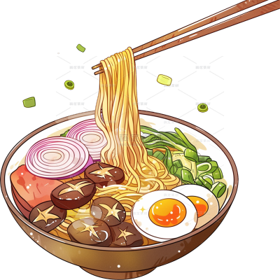 美食手绘筷子夹起面条