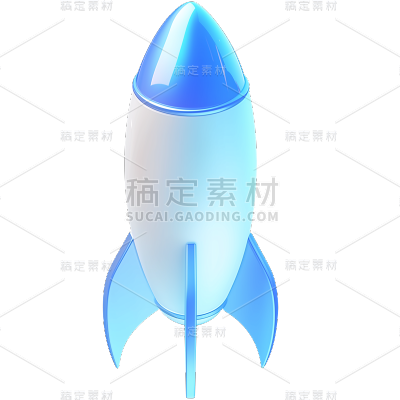交通系列3D玻璃感火箭发射