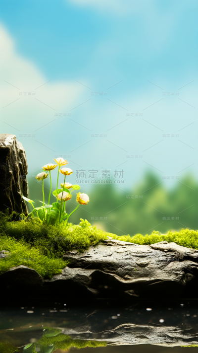 通用电商促销户外绿植场景3D立体C4D场景背景图片素材
