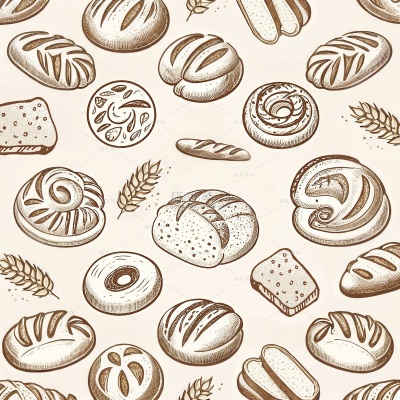 美食系列手绘风面包肌理线条插画元素（td）