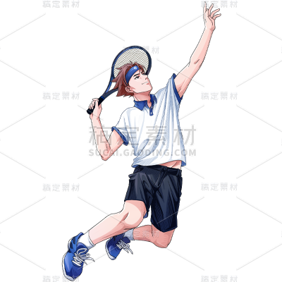 通用元素网球运动动漫风插画人物