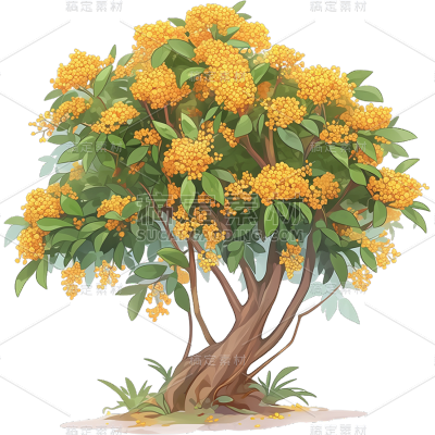中秋节通用国风桂花树贴纸