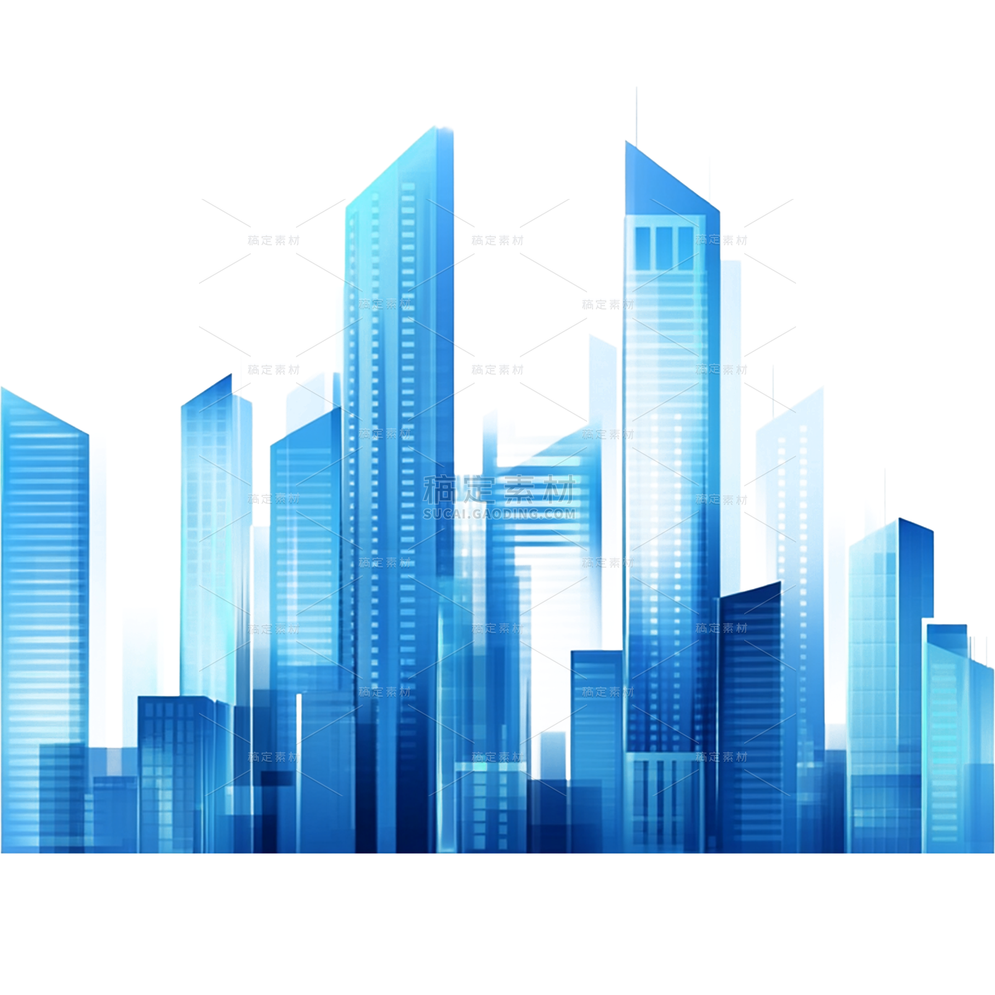 建筑系列通用层次渐变城市群元素素材
