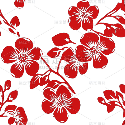 扁平红色梅花花朵