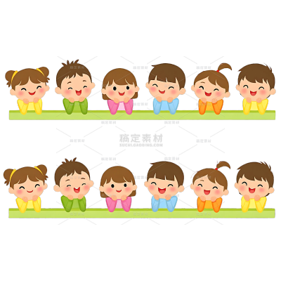 人物系列插画风卡通小孩组合（td）