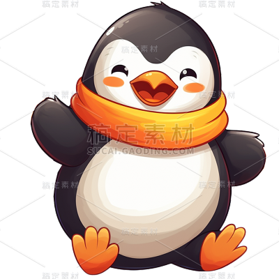 冬天冬日冬季手绘卡通儿童企鹅元素