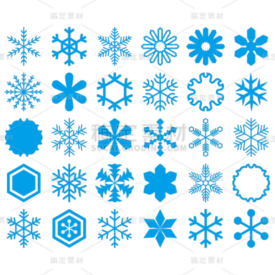 装饰系列矢量蓝色雪花装饰图标组合（td）
